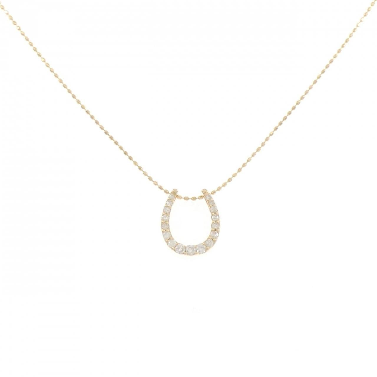 K18YG ホースシュー ダイヤモンド ネックレス 0.20CT