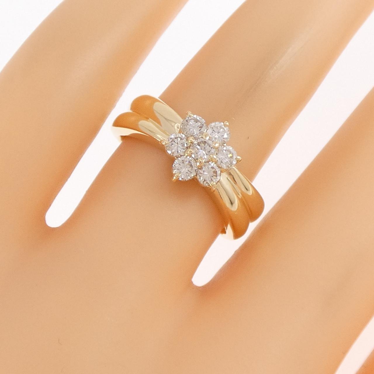 K18YG フラワー ダイヤモンド リング 0.50CT