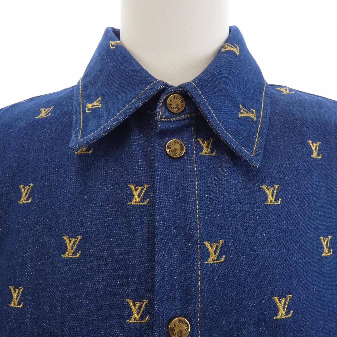 ルイヴィトン LOUIS VUITTON エンブロイダードシグネチャーショートスリーブデニムシャツ HQS90WJX1 S／Sシャツ