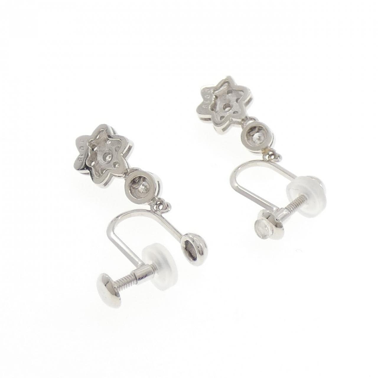 PT850 フラワー ダイヤモンド イヤリング 0.36CT