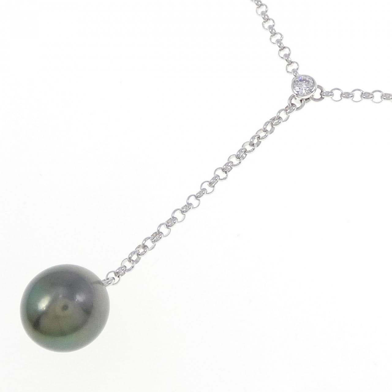 K18WG Black Pearl Necklace 9.1mm