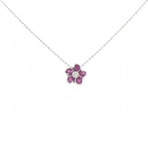 K18WG フラワー ルビー ネックレス
