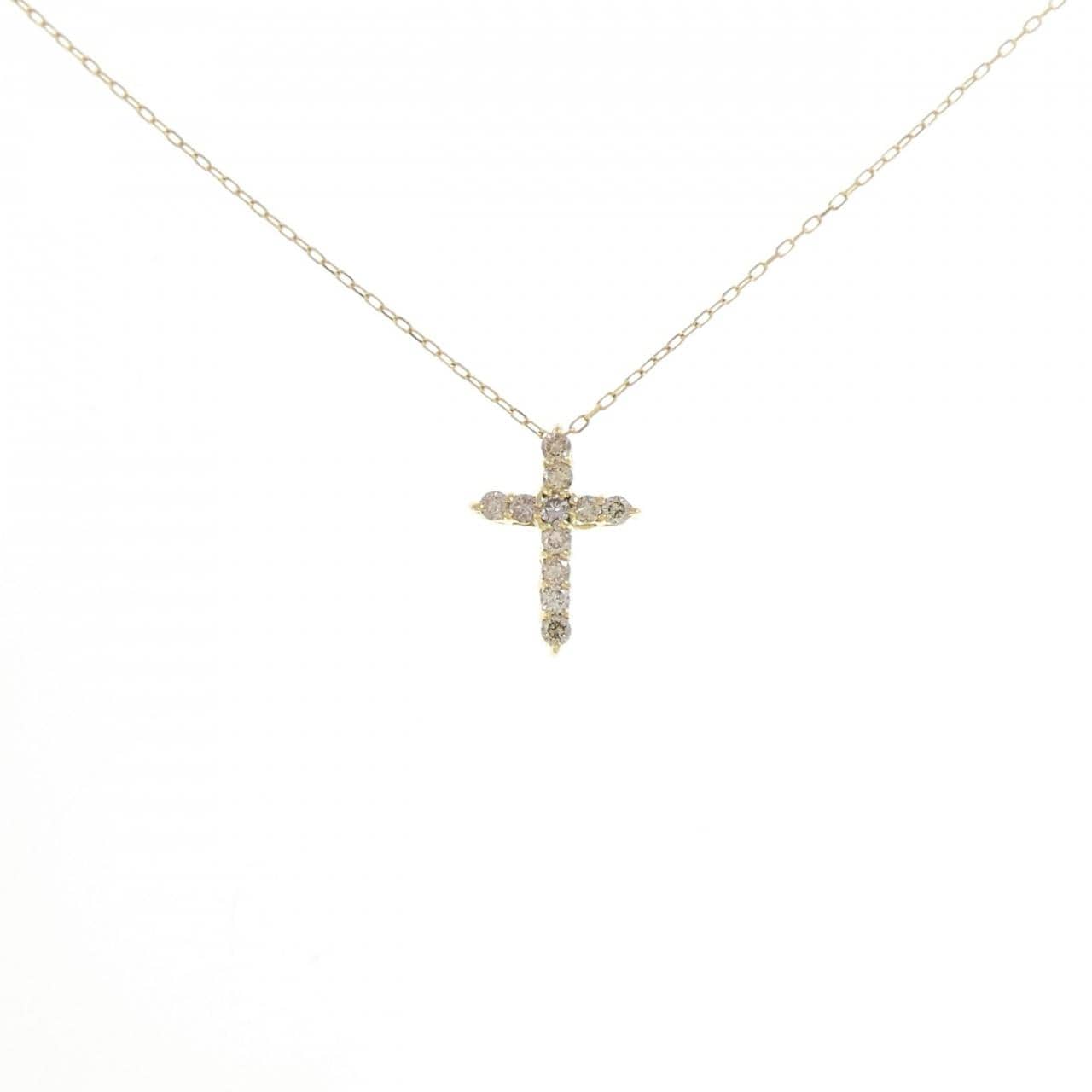 K18YG クロス ダイヤモンド ネックレス 0.10CT