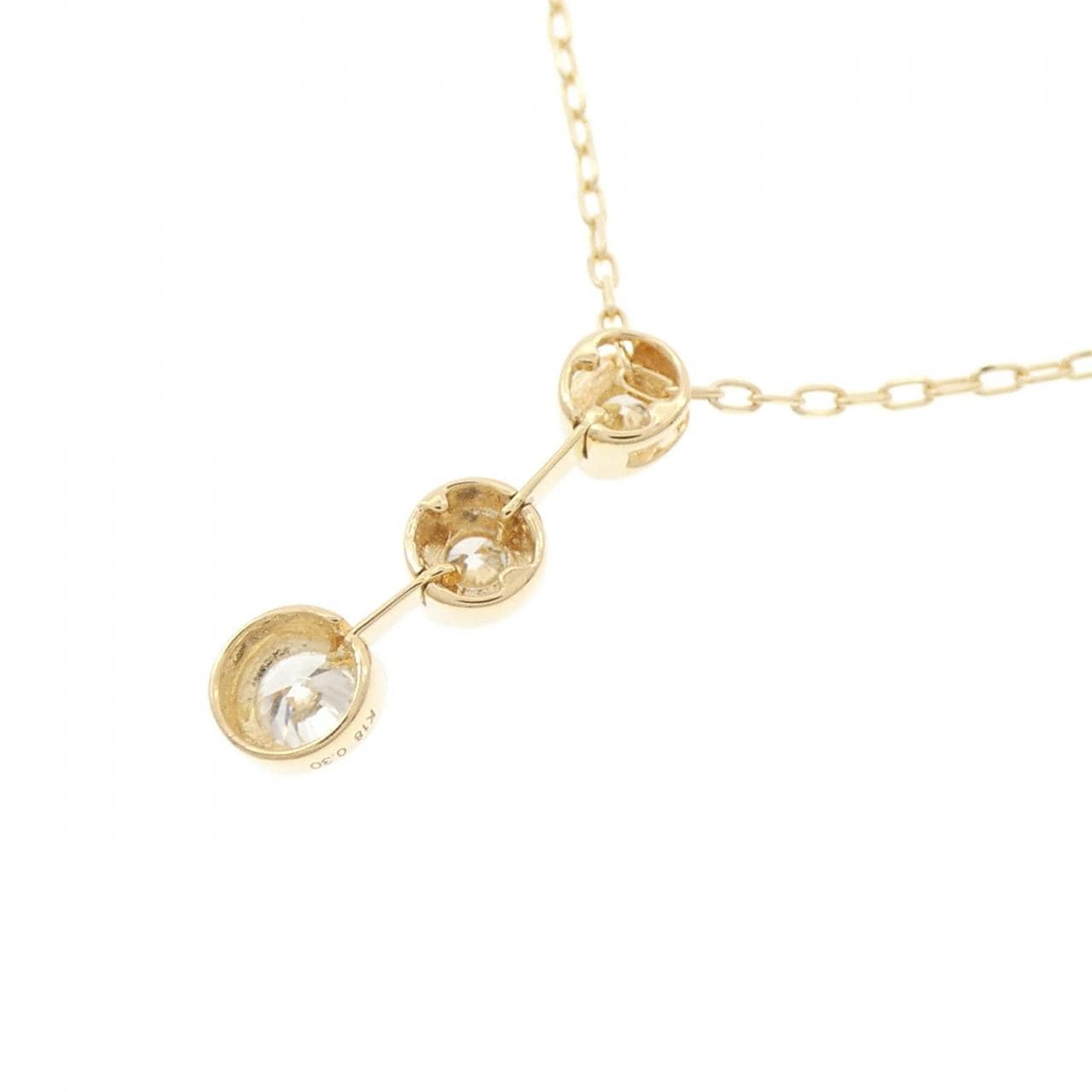 K18YG スリーストーン ダイヤモンド ネックレス 0.30CT