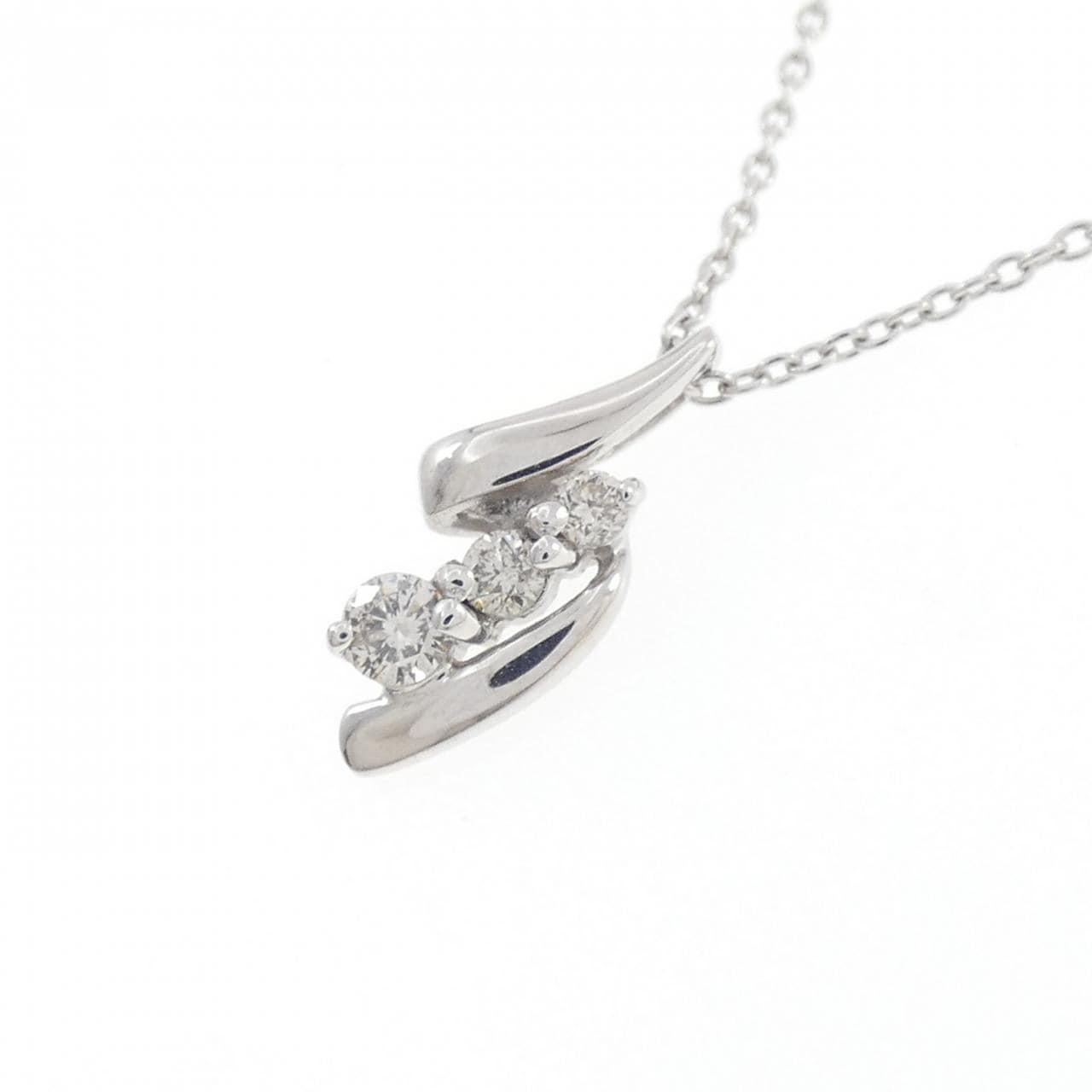 K18WG ダイヤモンド ネックレス 0.12CT