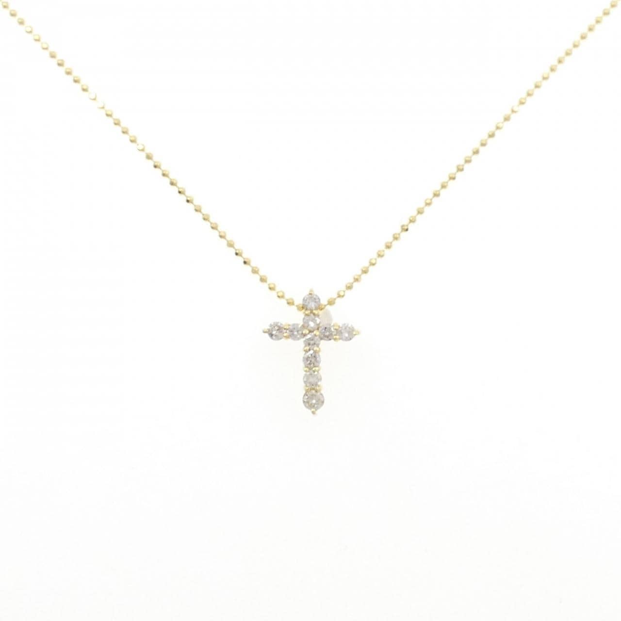 K18YG クロス ダイヤモンド ネックレス 0.30CT