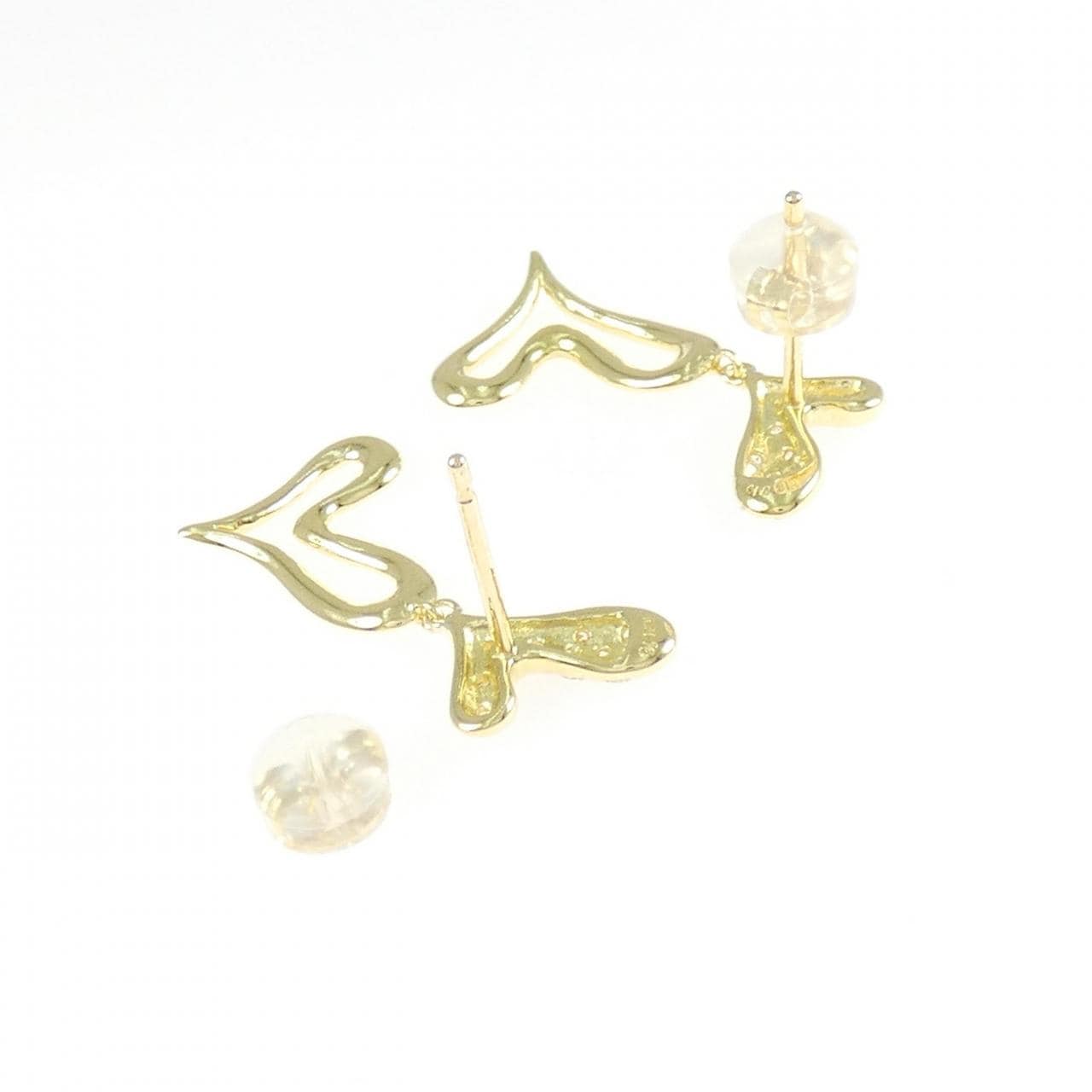 K18YG ハート ダイヤモンド ピアス 0.20CT