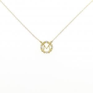 K18YG イニシャルM ダイヤモンド ネックレス 0.03CT