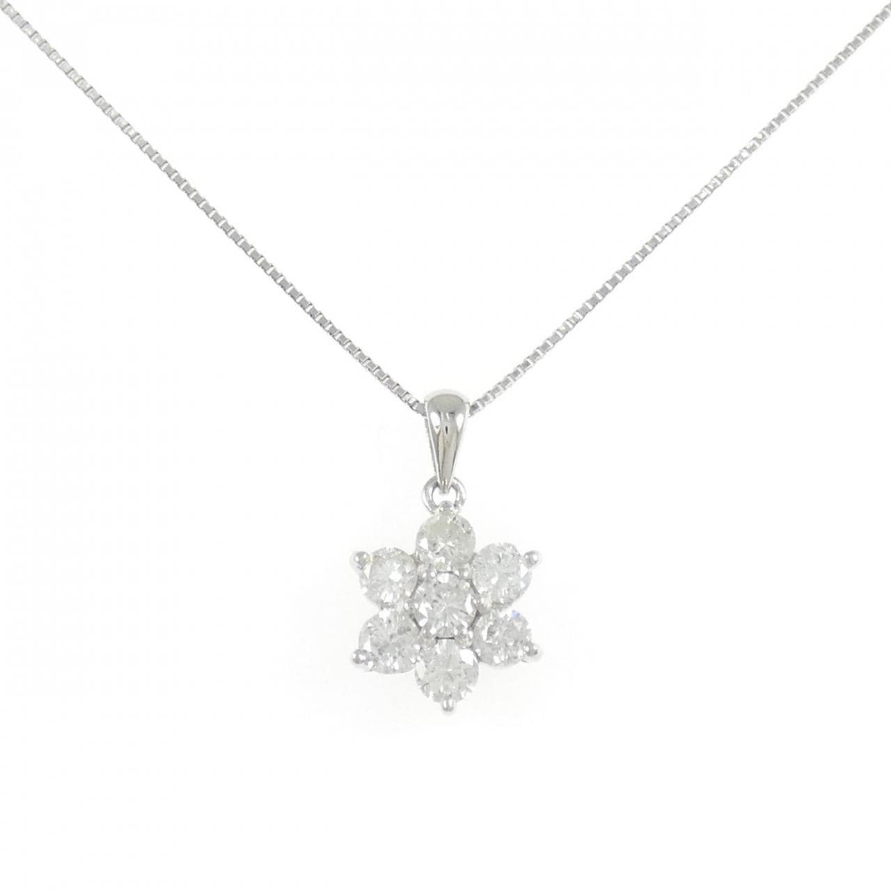 PT900/PT850 フラワー ダイヤモンド ネックレス 1.00CT