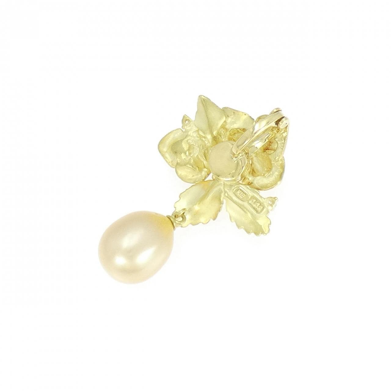 K18YG ローズ 白蝶パール ペンダント