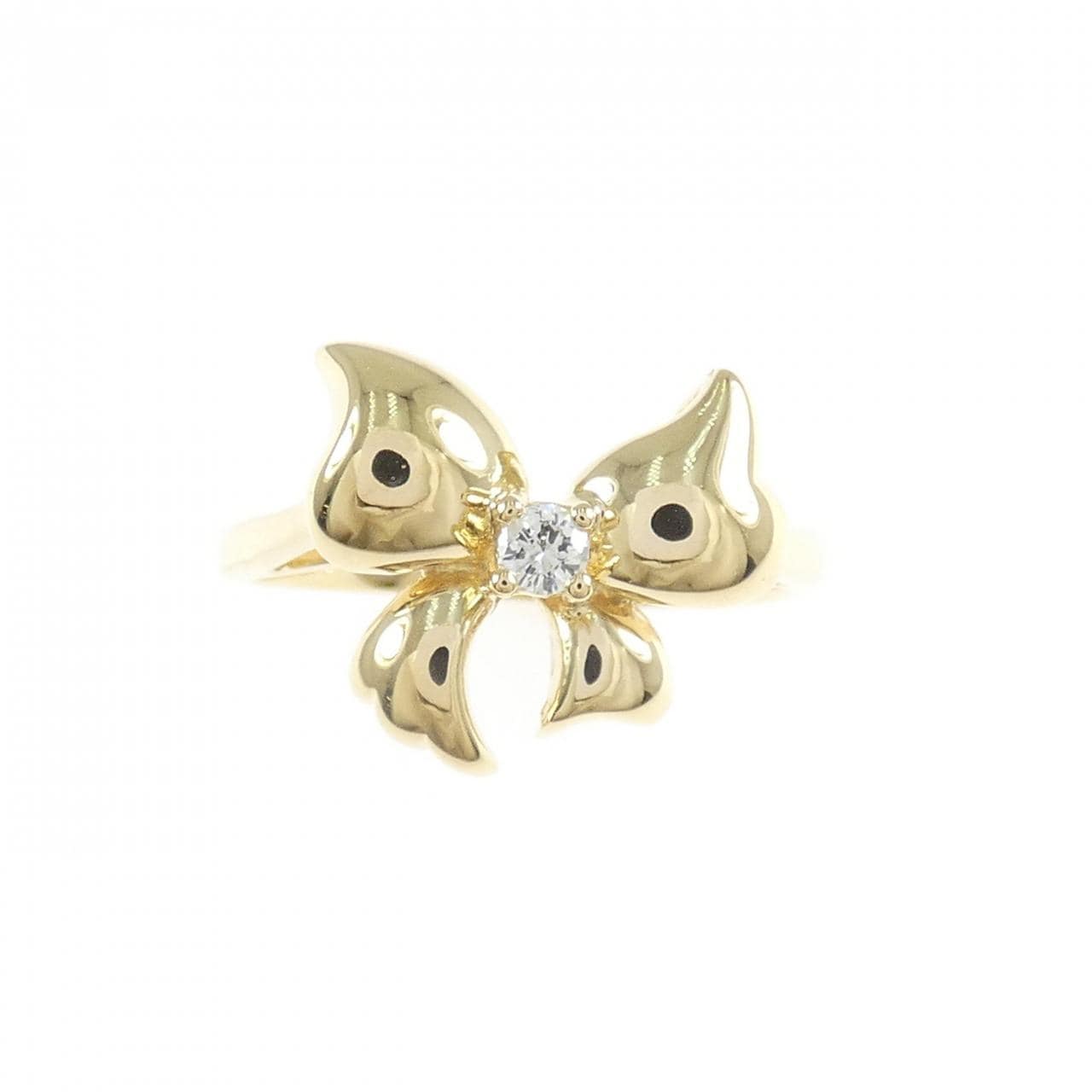 K18YG リボン ダイヤモンド リング 0.06CT