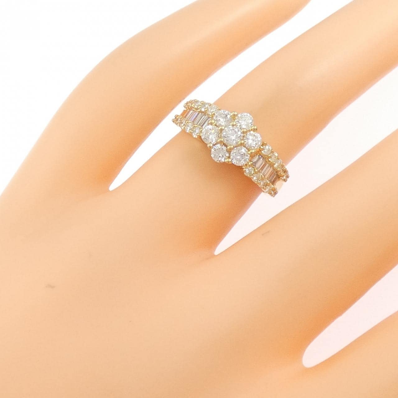 K18YG フラワー ダイヤモンド リング 1.00CT