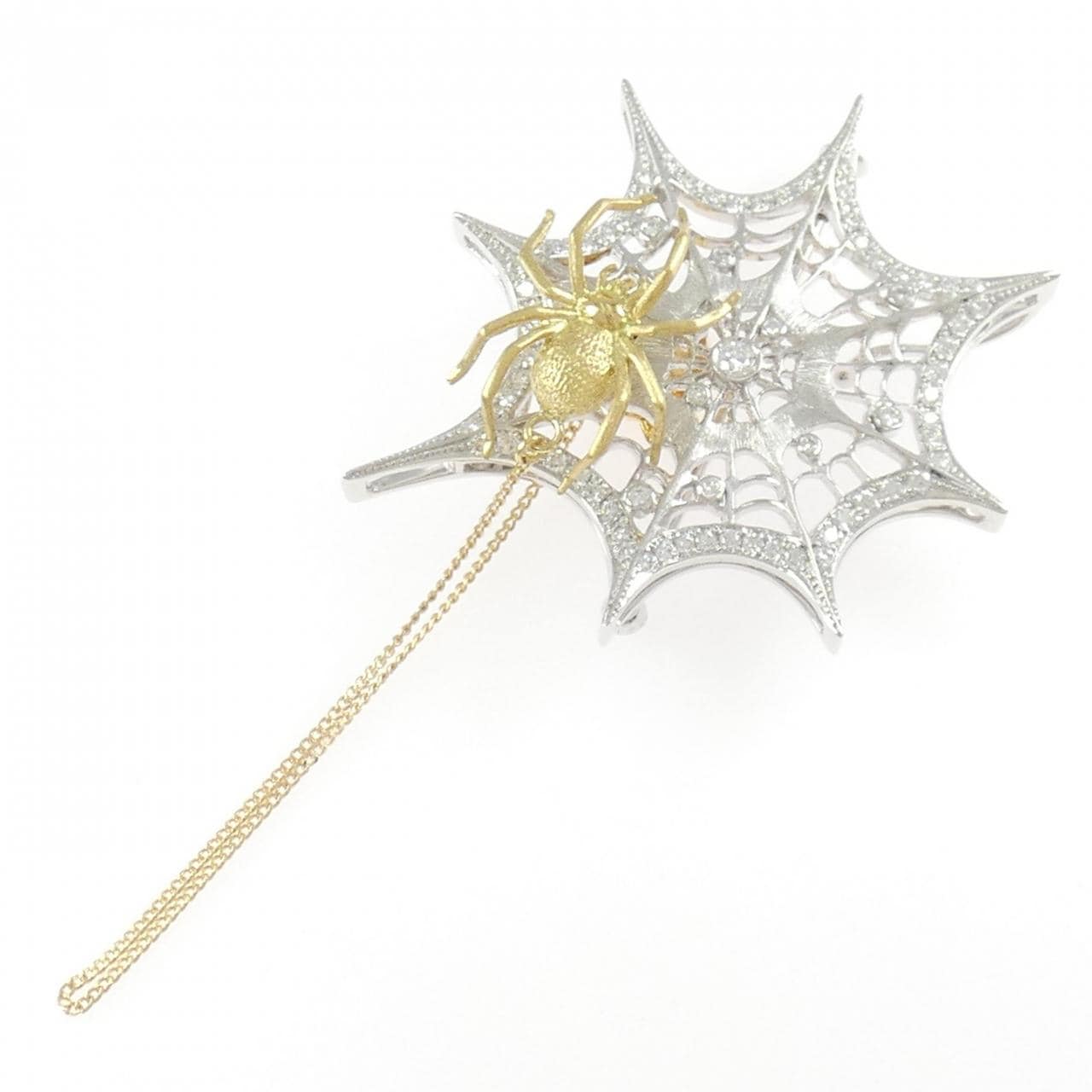 K18WG/K18YG スパイダー ダイヤモンド ブローチ 0.90CT