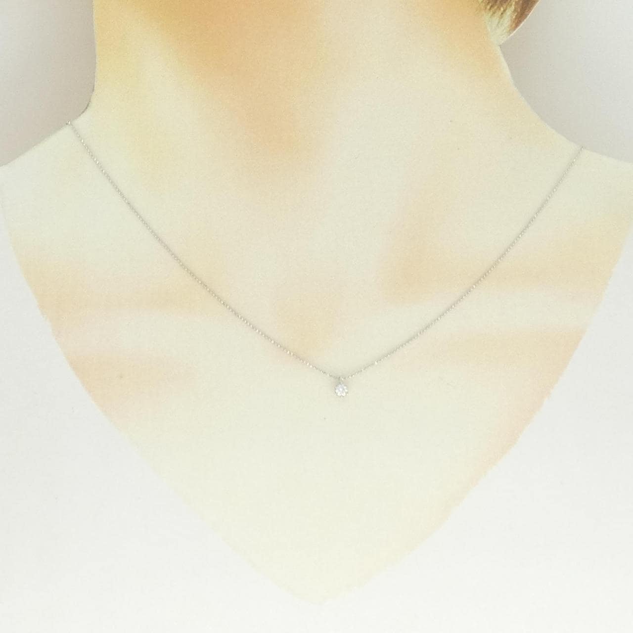 K18WG ソリティア ダイヤモンド ネックレス 0.10CT