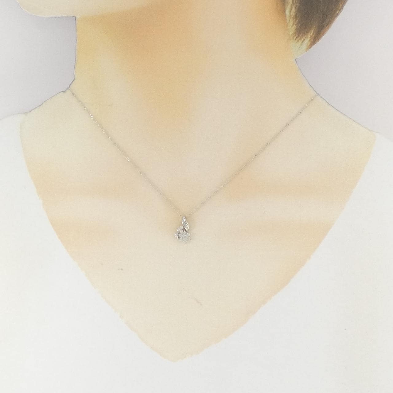 PT900/PT850 フラワー ダイヤモンド ネックレス 0.20CT