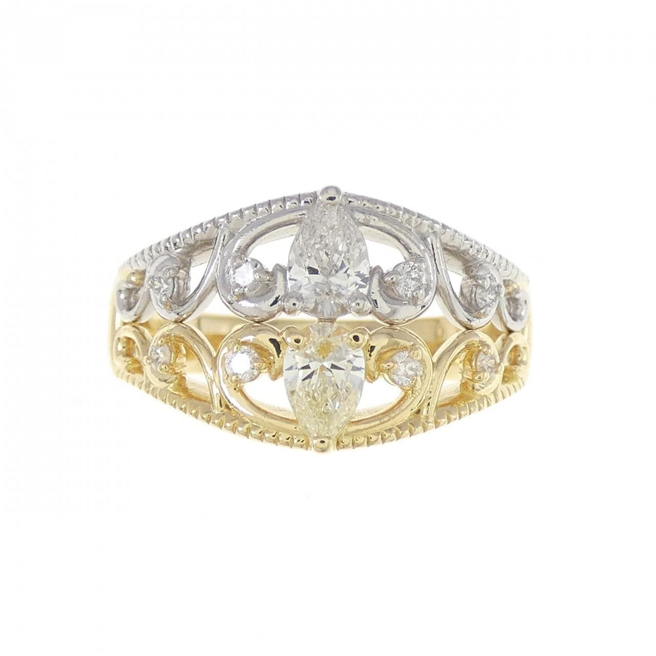 K18YG/PT ダイヤモンド リング 0.37CT
