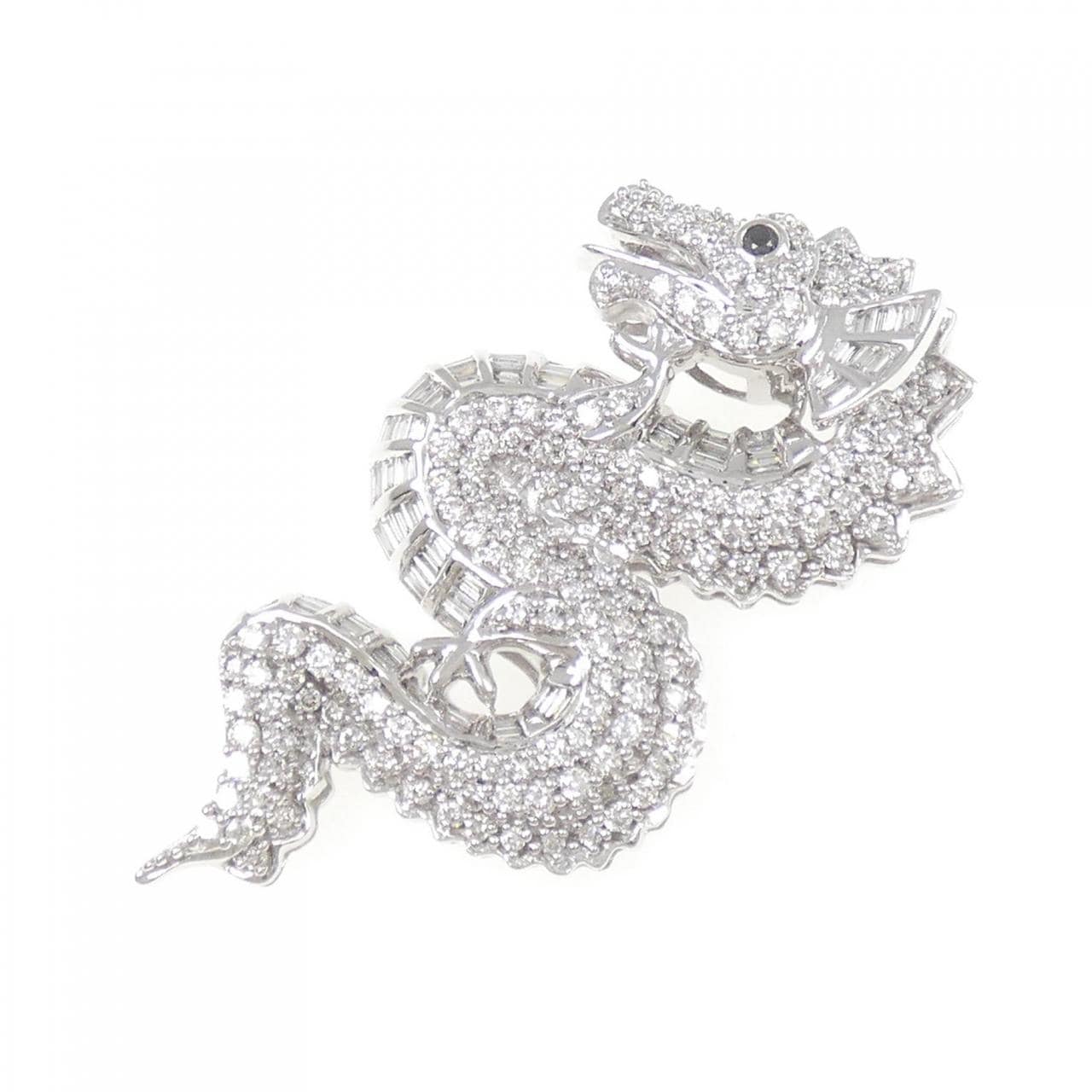 K18WG ドラゴン ダイヤモンド ペンダント 2.50CT