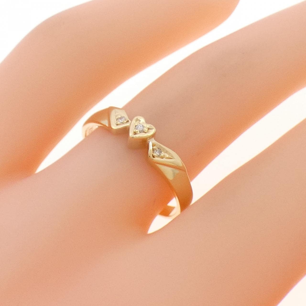 K18YG ハート ダイヤモンド リング