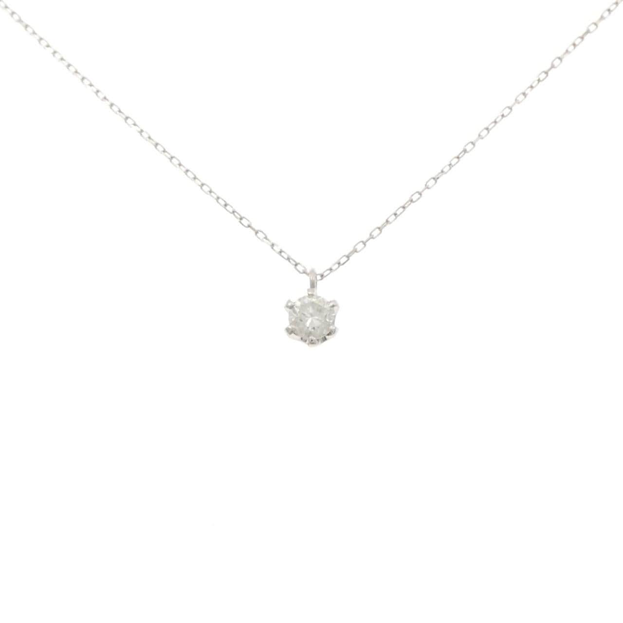 PT900/K18WG ソリティア ダイヤモンド ネックレス 0.30CT
