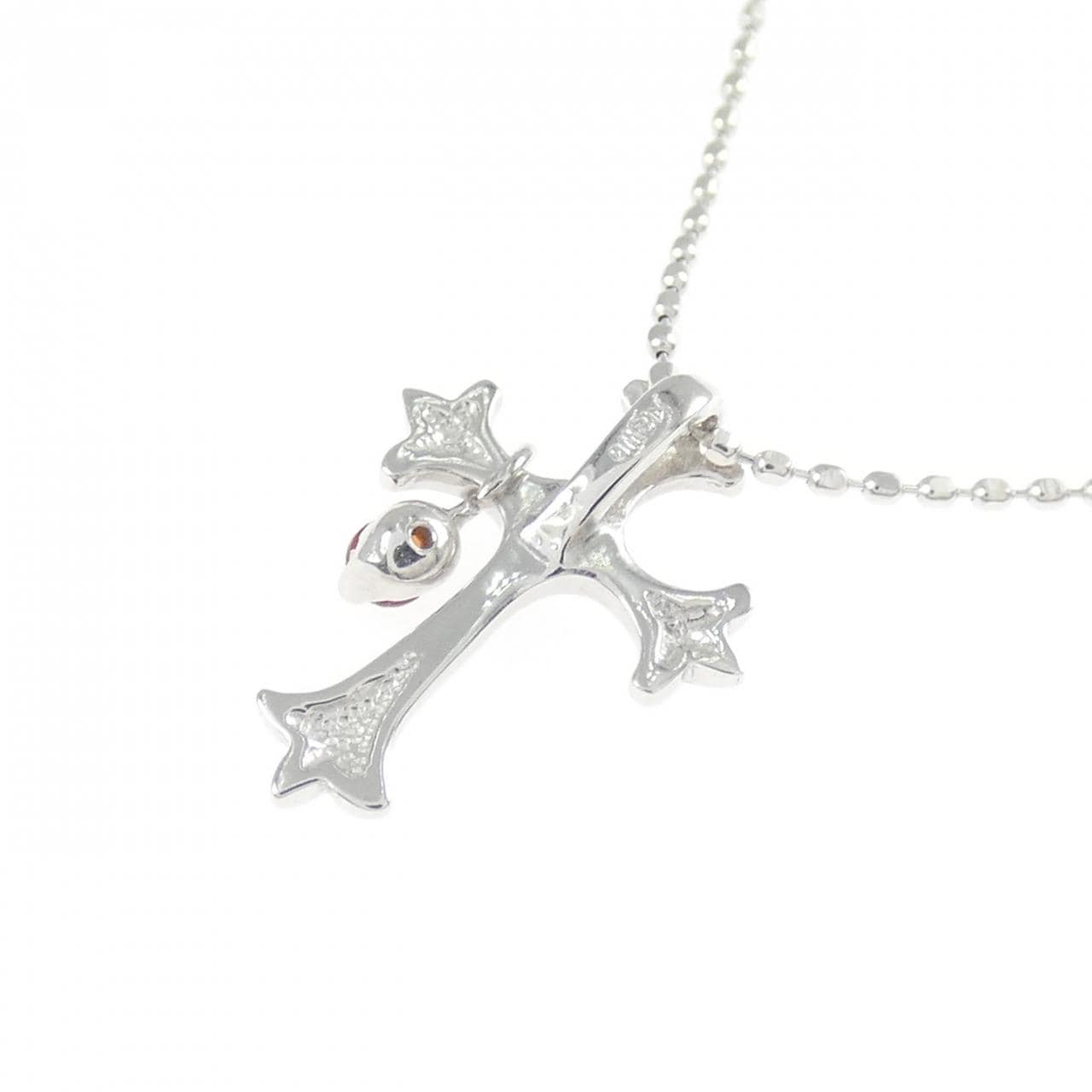 K18WG クロス ガーネット ネックレス