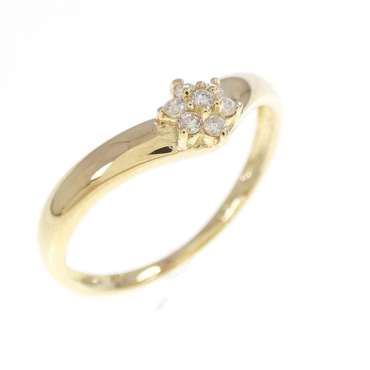 K18YG フラワー ダイヤモンド リング 0.07CT