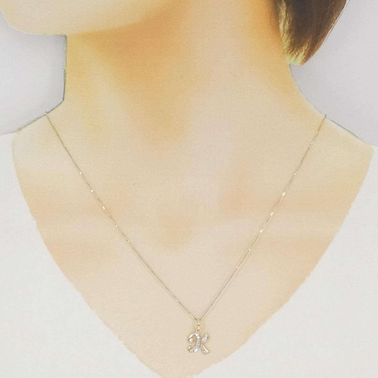 585YG/K10YG/585WG イニシャルK ダイヤモンド ネックレス