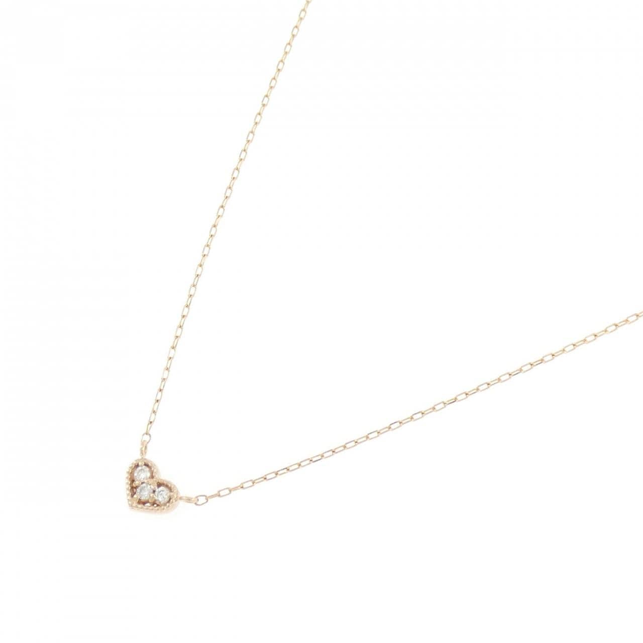 K18PG ハート ダイヤモンド ネックレス 0.03CT