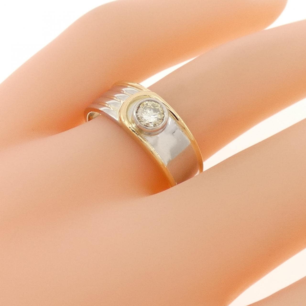 K18YG/PT900 ダイヤモンド リング 0.31CT
