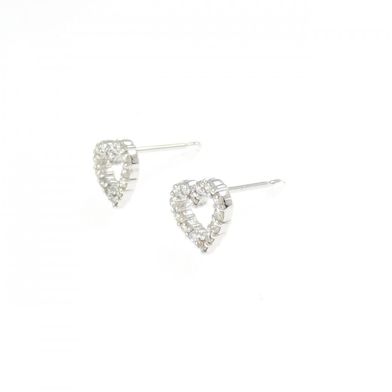 K18WG ハート ダイヤモンド ピアス 0.30CT