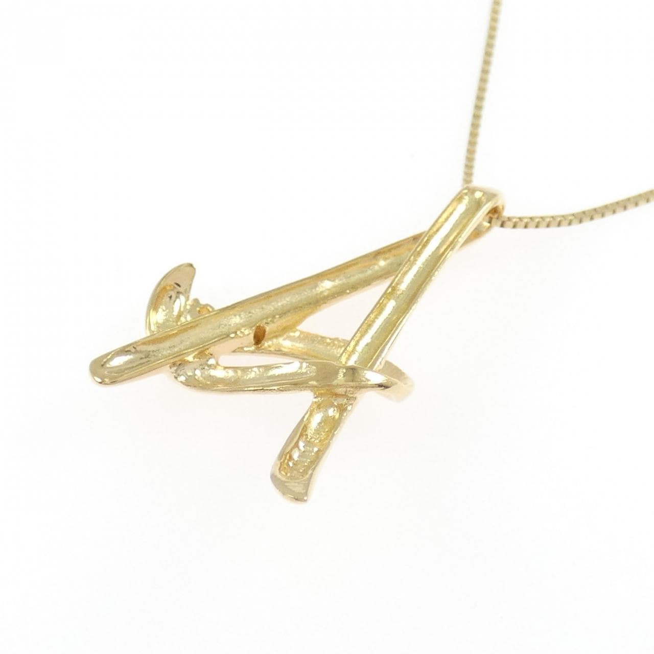 K18YG Initial A Diamond Necklace 0.02CT