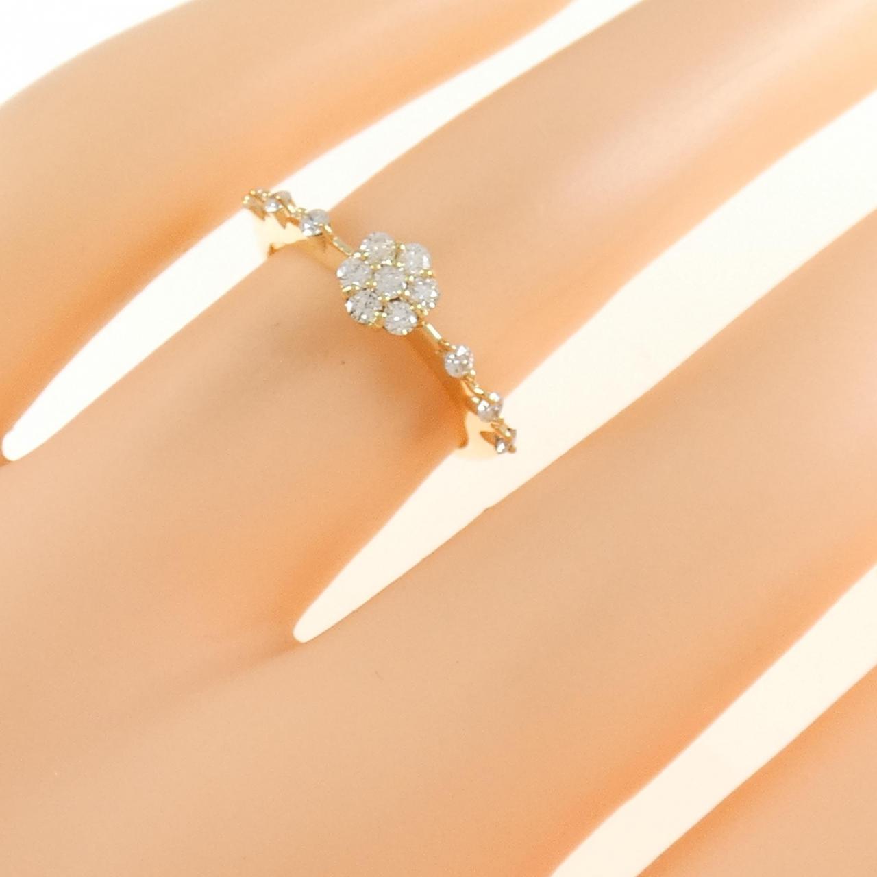 K18YG フラワー ダイヤモンド リング 0.23CT