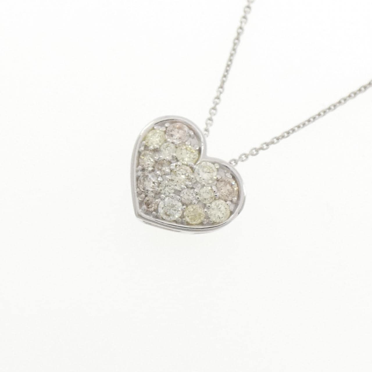 K18WG パヴェ ハート ダイヤモンド ネックレス 0.30CT
