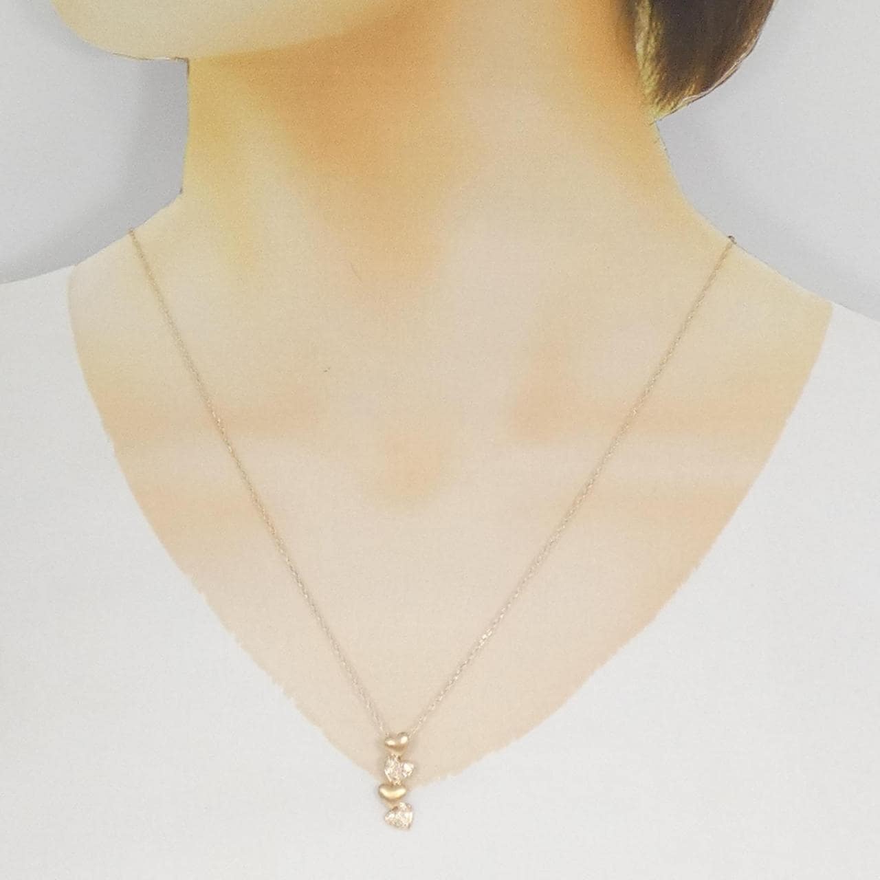 K18PG ハート ダイヤモンド ネックレス 0.10CT