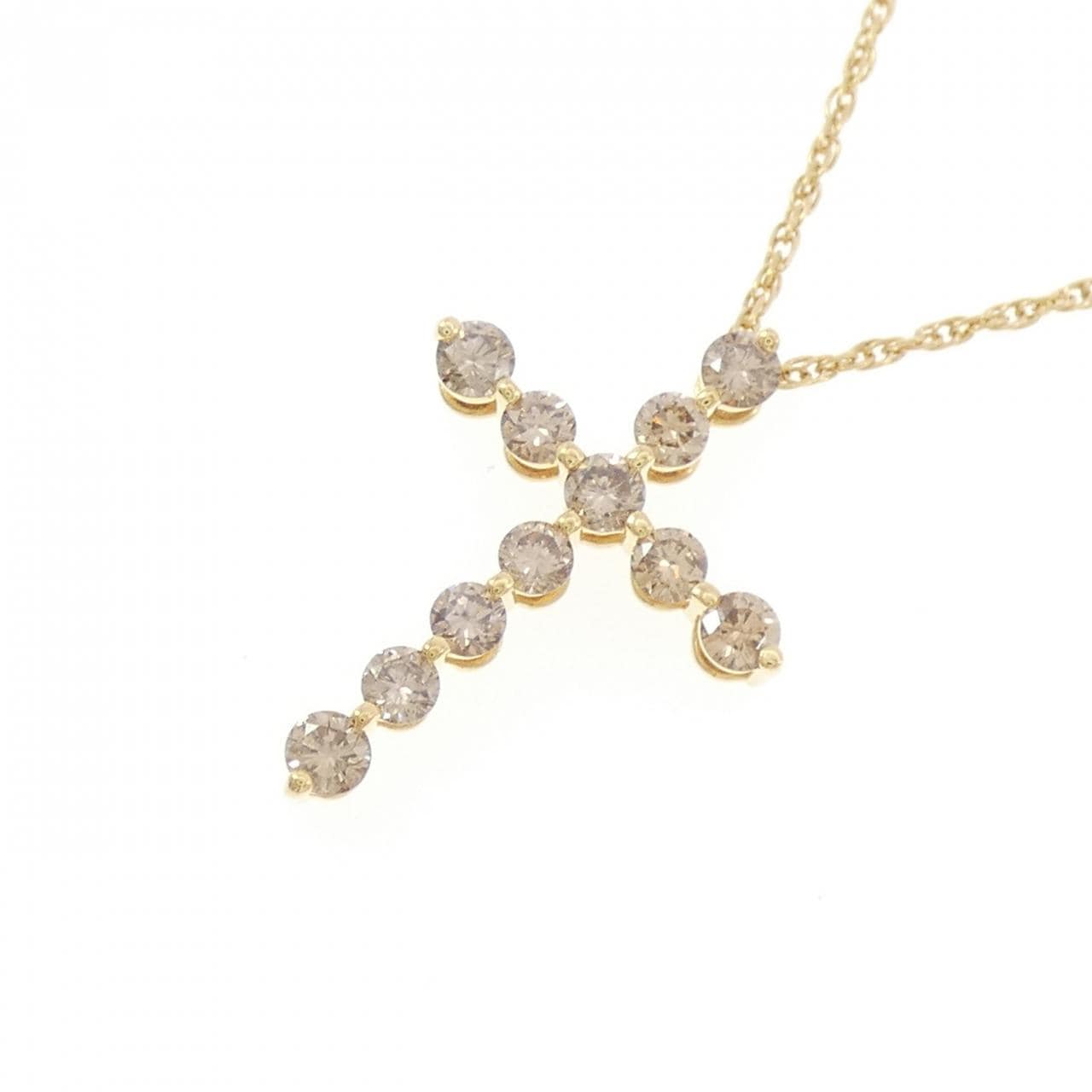 K18YG クロス ダイヤモンド ネックレス 1.00CT
