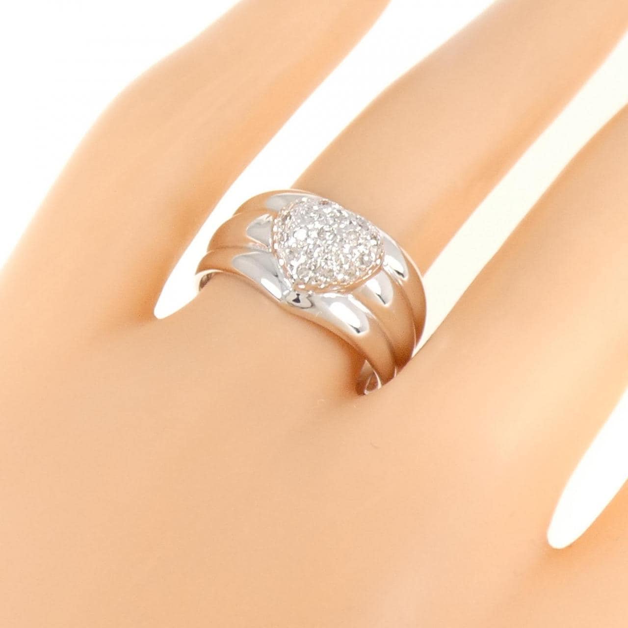 K14WG ハート ダイヤモンド リング 0.17CT