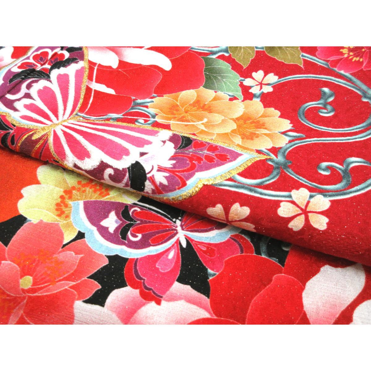 振袖　銀通しボカシ染　友禅加工刺繍入り　身幅Ｌ寸