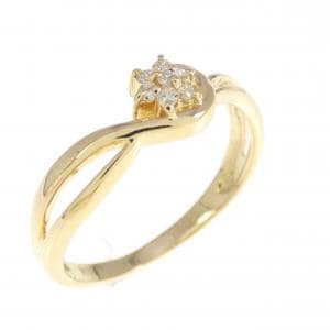 K18YG フラワー ダイヤモンド リング 0.05CT