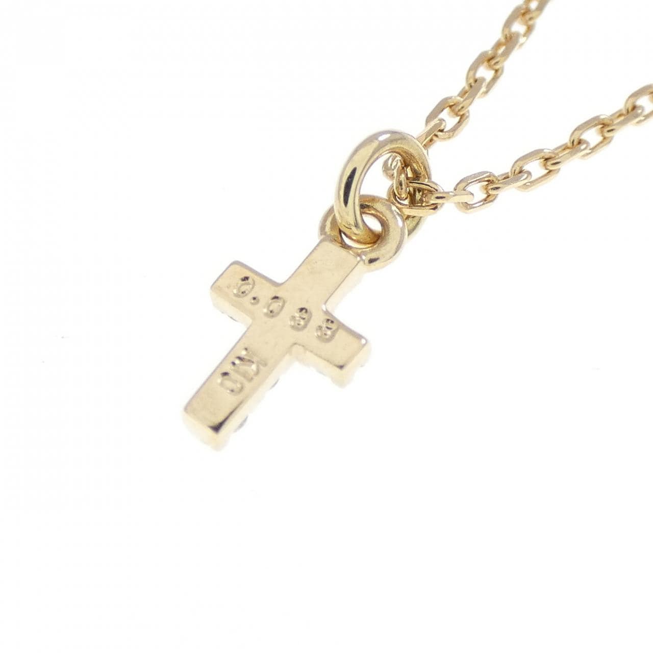 K10YG クロス ダイヤモンド ネックレス 0.033CT