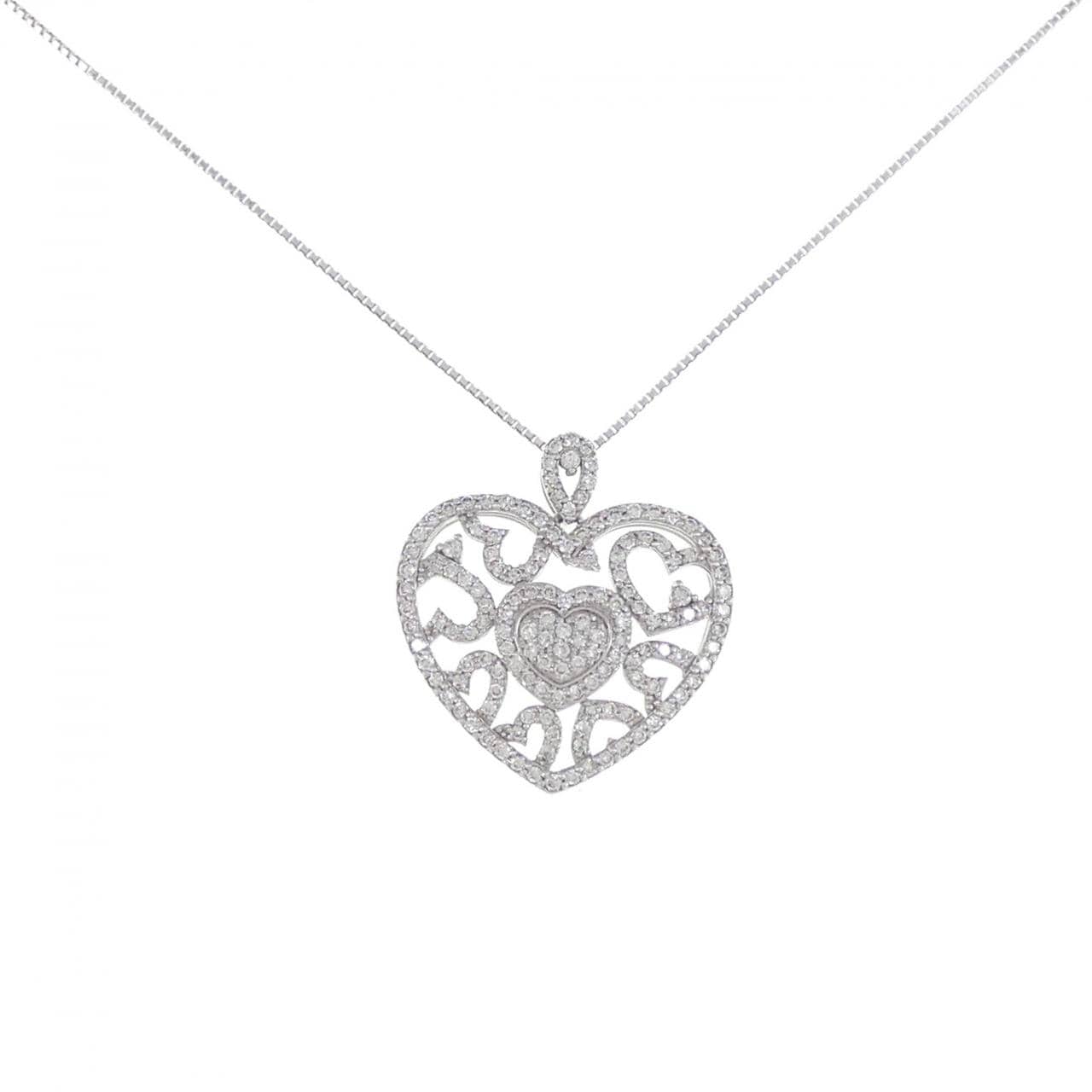 K18WG ハート ダイヤモンド ネックレス 0.81CT