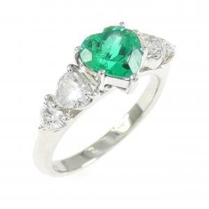 PT900 ハート エメラルド リング 1.00CT