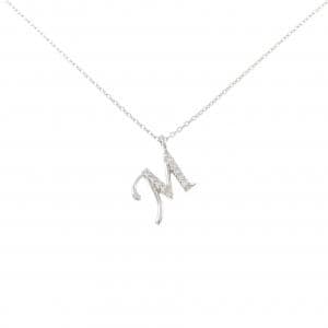 K18WG イニシャルM ダイヤモンド ネックレス 0.06CT
