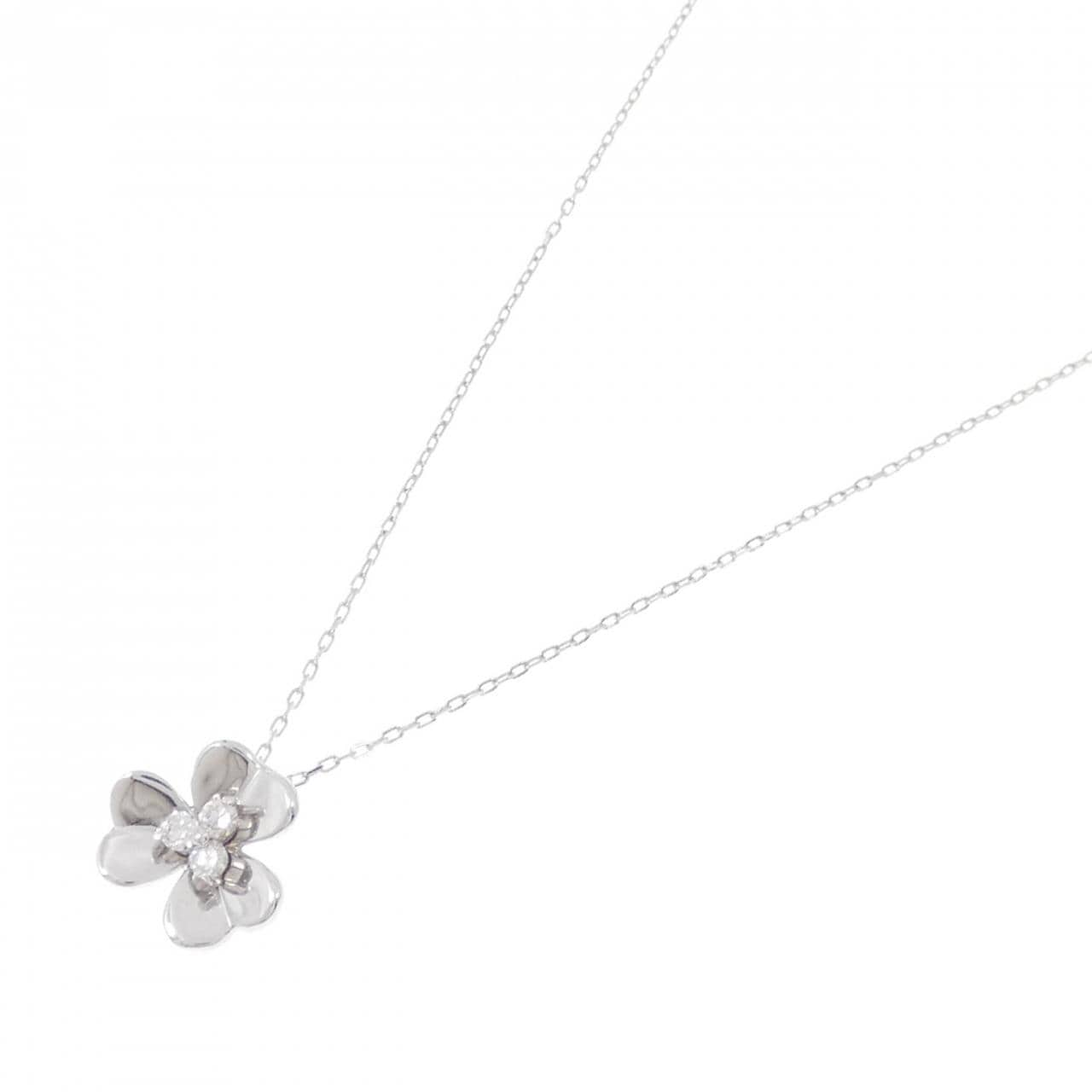 K18WG Clover Diamond Necklace 0.10CT