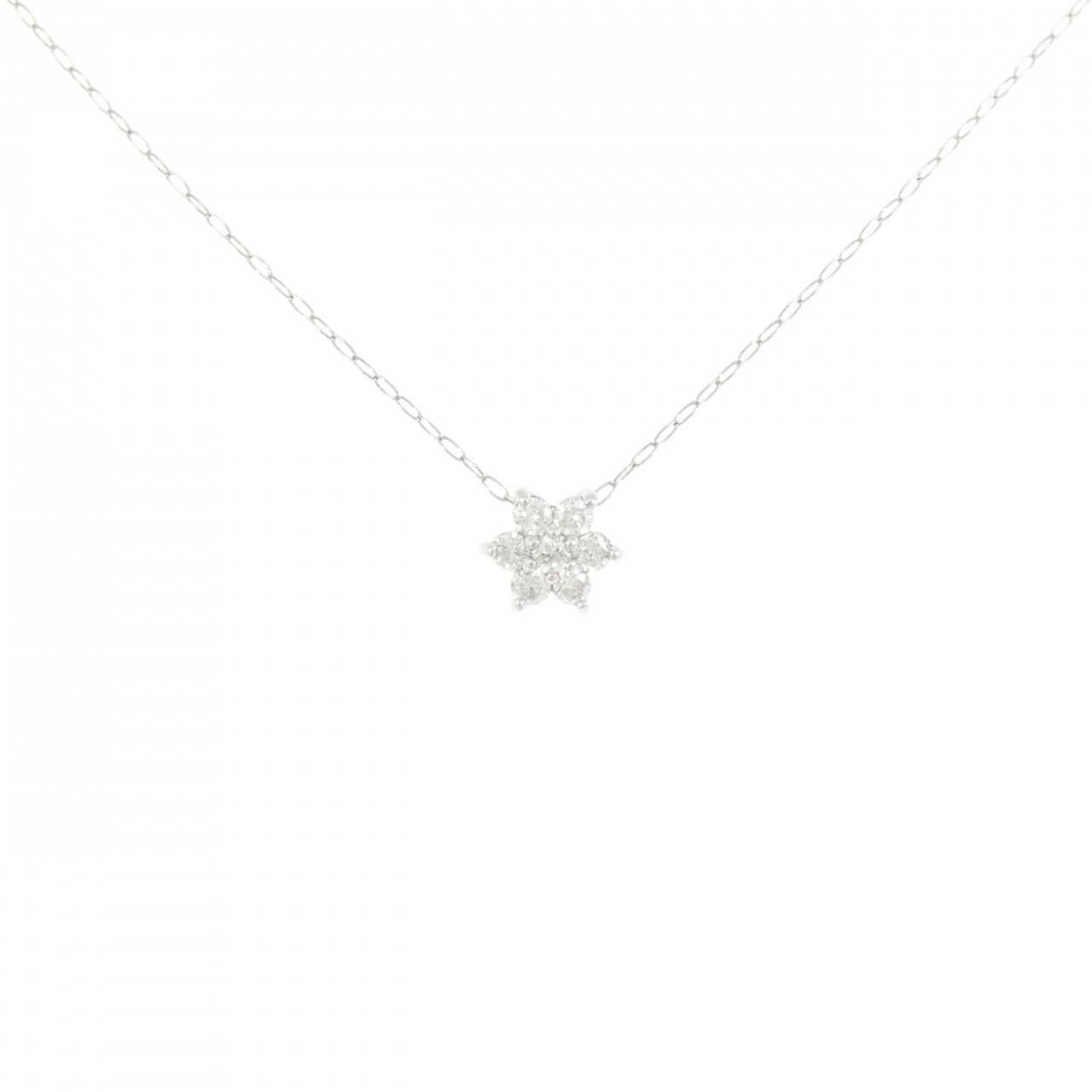PT900/PT850 フラワー ダイヤモンド ネックレス 0.20CT
