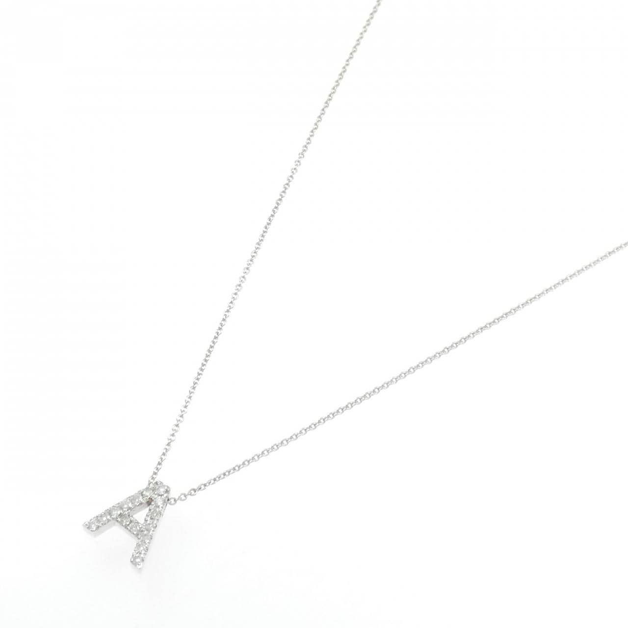 K18WG イニシャルA ダイヤモンド ネックレス 0.15CT