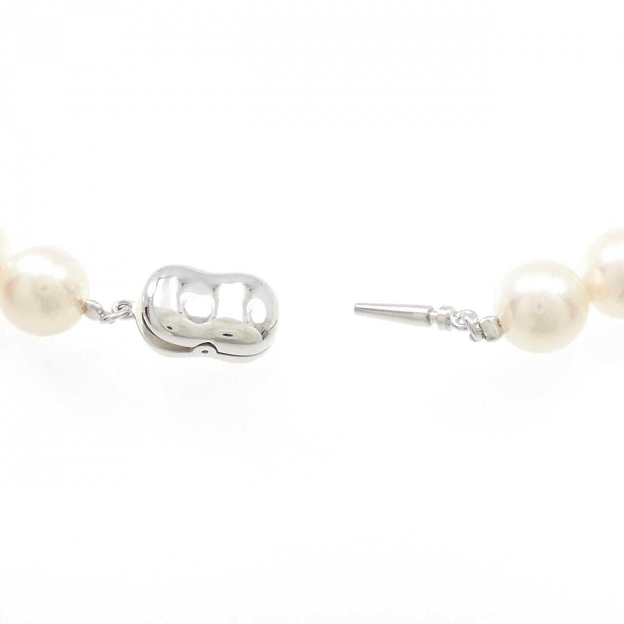 Silver/PT Akoya pearl necklace 8-8.5mm earring set