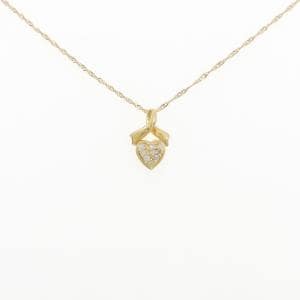 K18YG/750YG ハート パヴェ ダイヤモンド ネックレス 0.09CT