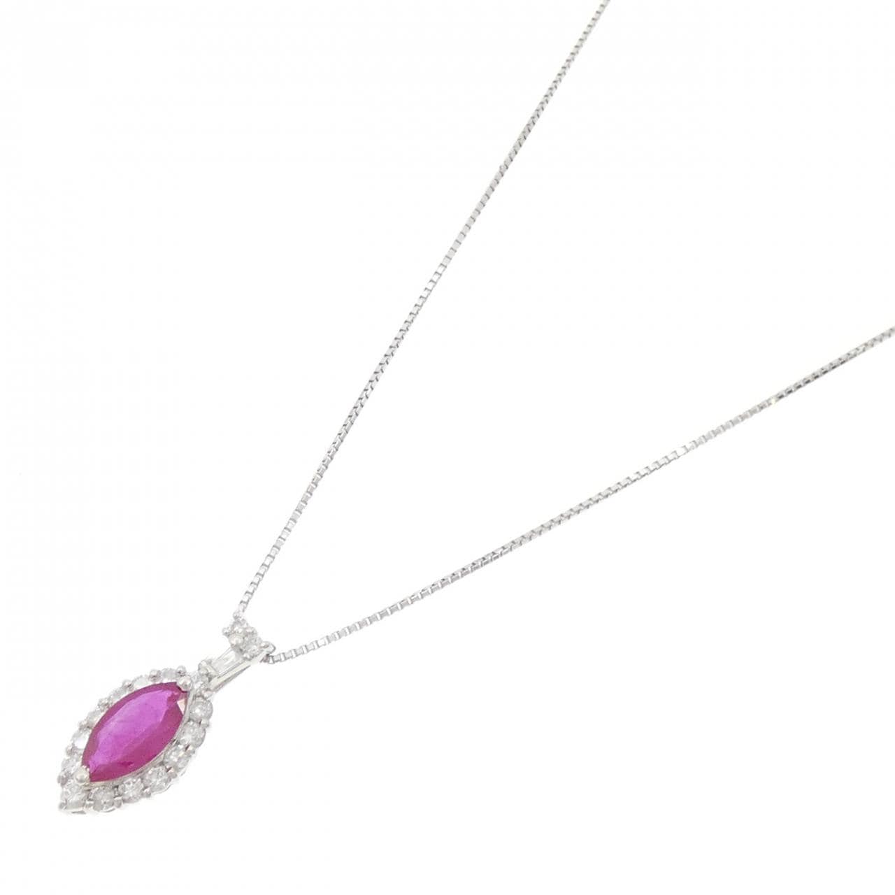 PT900/PT850 ルビー ネックレス 1.01CT