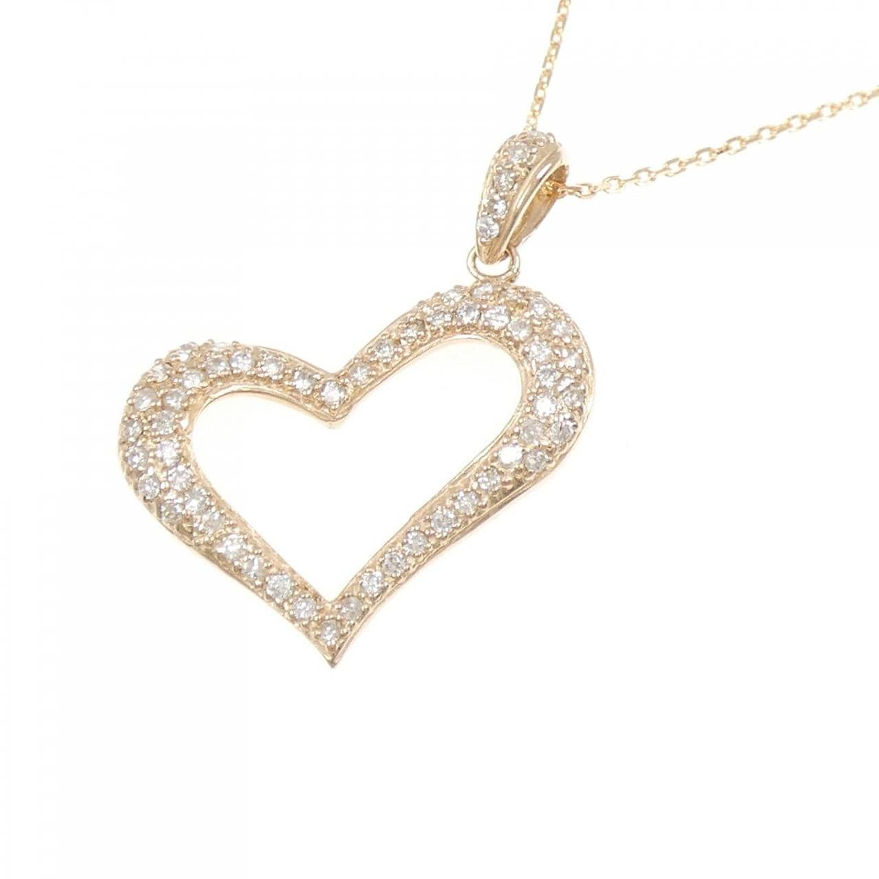 K18PG ハート ダイヤモンド ネックレス 0.35CT