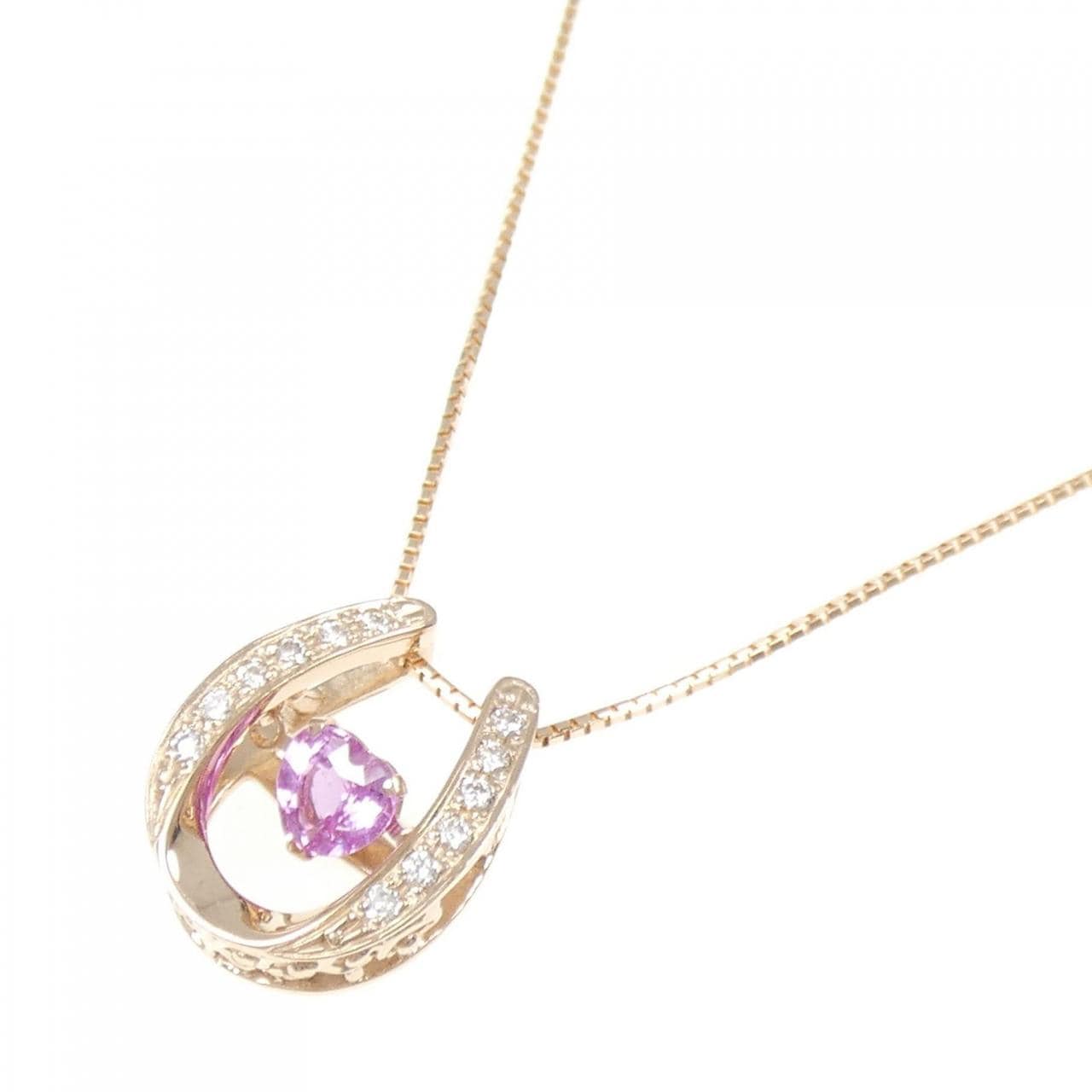 K18PG ハート サファイヤ ネックレス 0.45CT