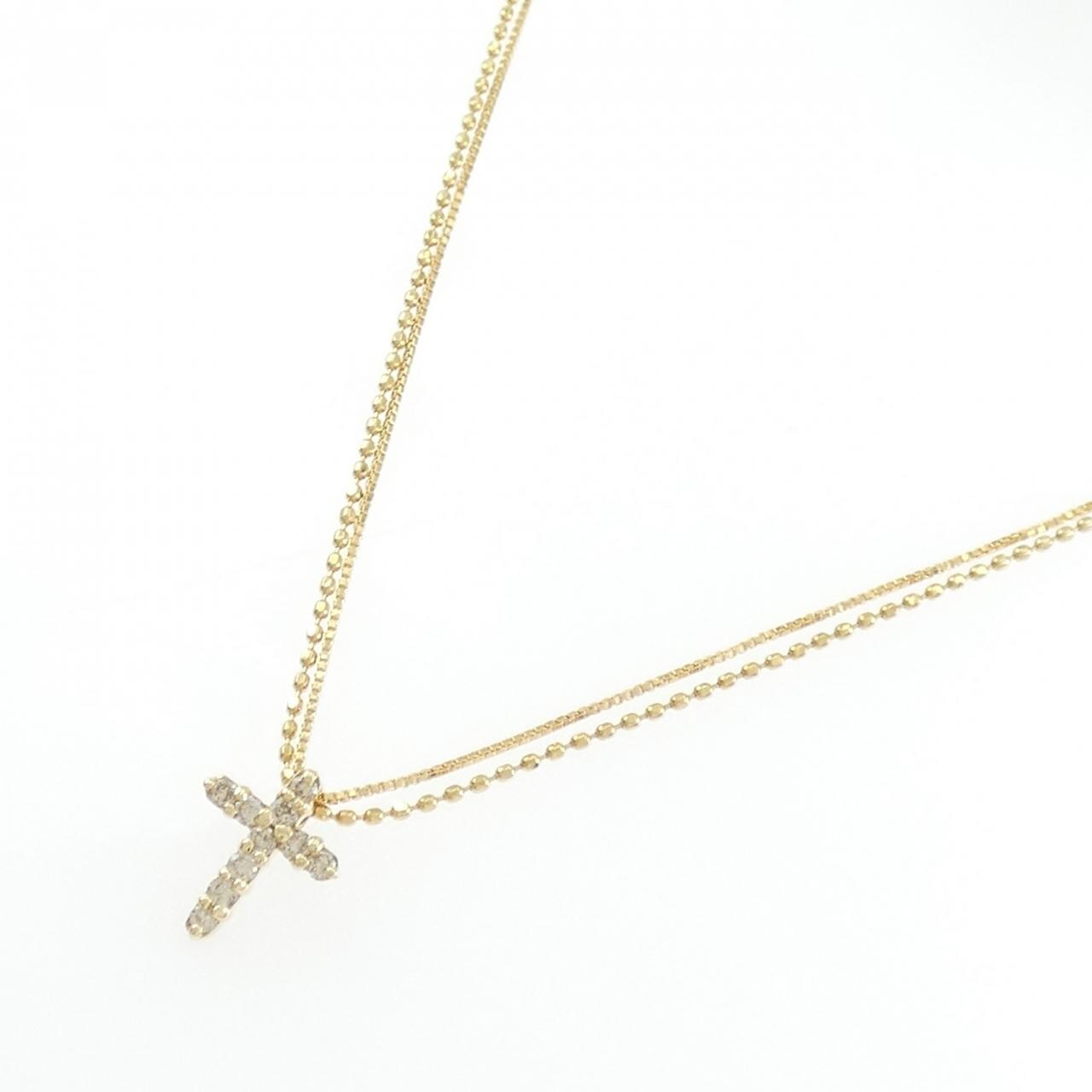 K18YG クロス ダイヤモンド ネックレス 0.1CT